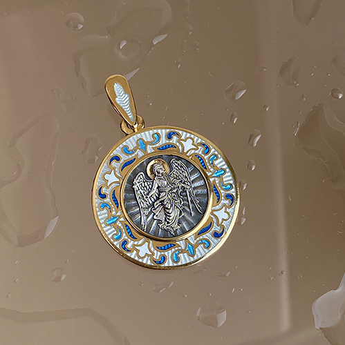 Нательная икона «Ангел Хранитель» ПЭ 01 с горячей эмалью