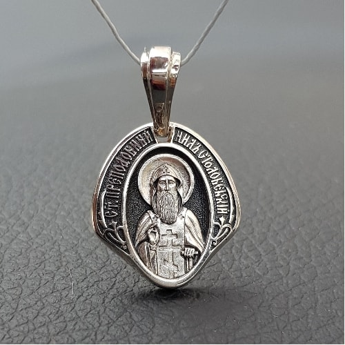 Нательная икона «святой Нил Столобенский» серебро