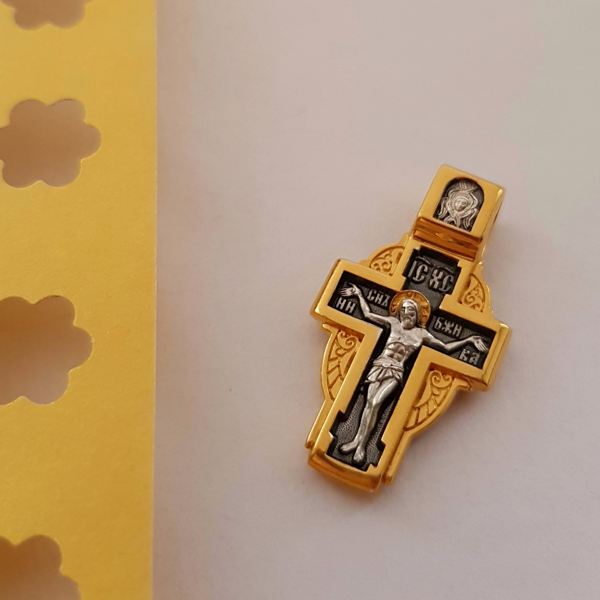 Нательный крест «Св. блж. Матрона» (поясная) серебро/золото