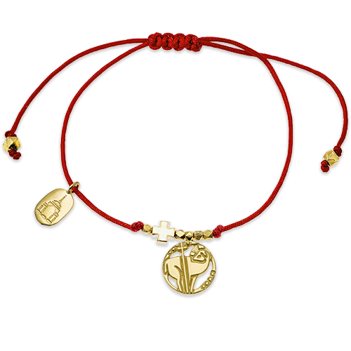 Браслет «крестик и агнец» серебро/золочение