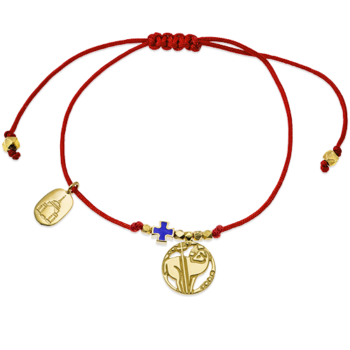 Браслет «крестик и агнец» серебро/золочение