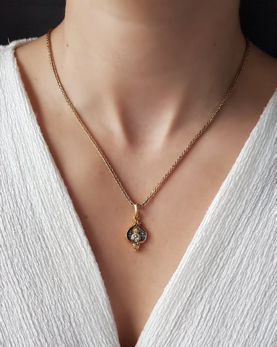 Нательная икона «святая Анна Кашинская» серебро/золочение