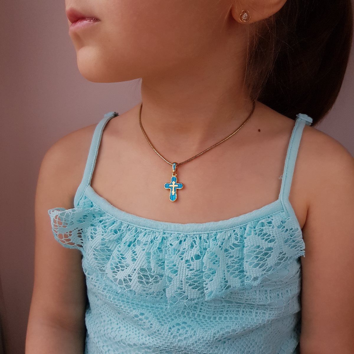 Нательный крестик с горячей эмалью КРЭ 21