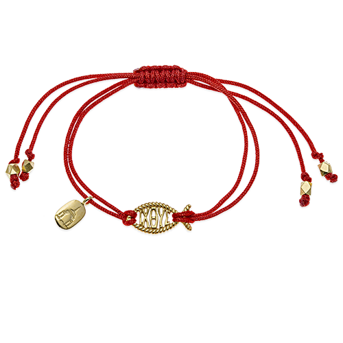 Браслет на верёвочке «Ихтис» серебро/золочение