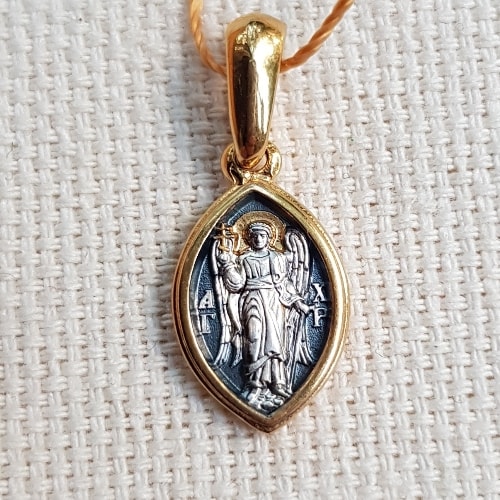 Нательная икона Ангел Хранитель» ПД09 серебро/золочение