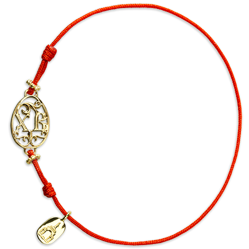 Браслет красная нить «Пасхальное яйцо» серебро/золочение