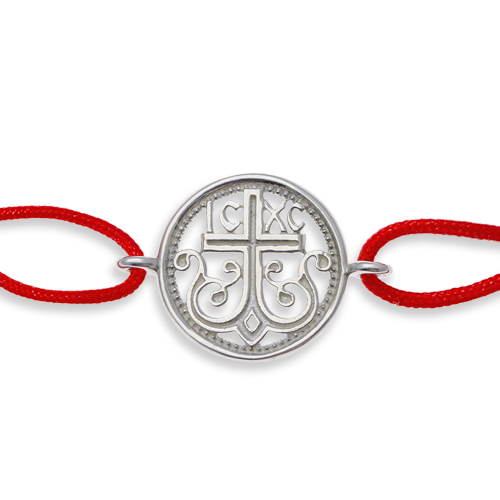 Браслет красная нить «Процветшее древо креста» серебро