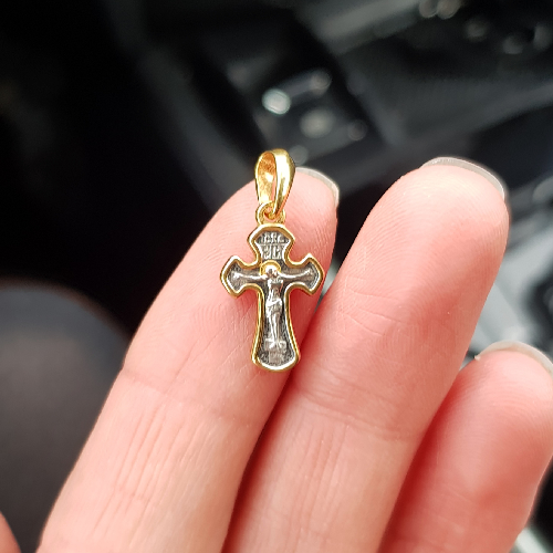 Детский крестик «Распятие Христово» серебро/золочение