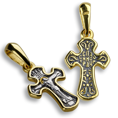 Детский крестик «Распятие Христово» серебро/золочение