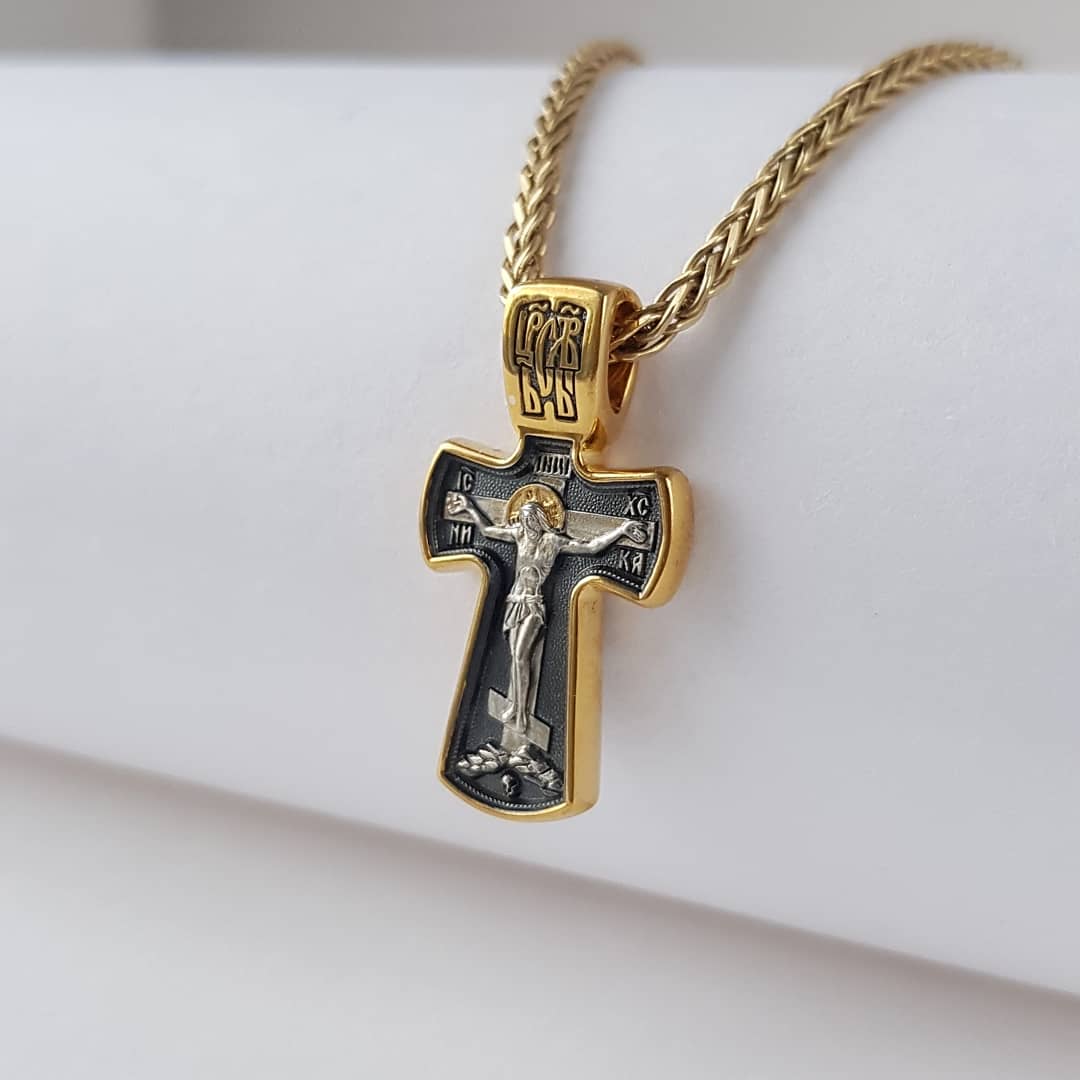 Нательный крест «Умиление» серебро/золочение