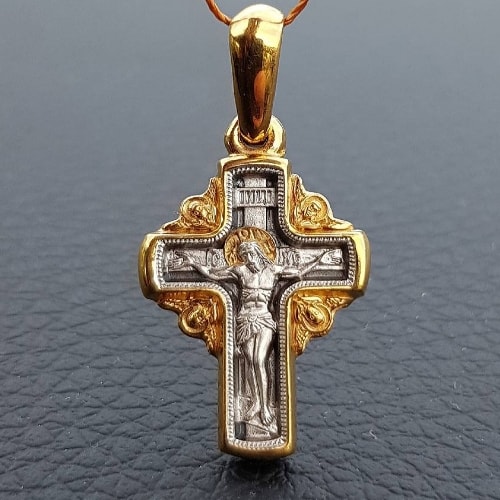 Детский крестик «Святой Стилиан» серебро/золочение