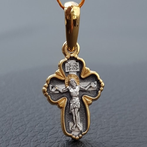 Детский крестик «Сергий Радонежский» серебро/золочение