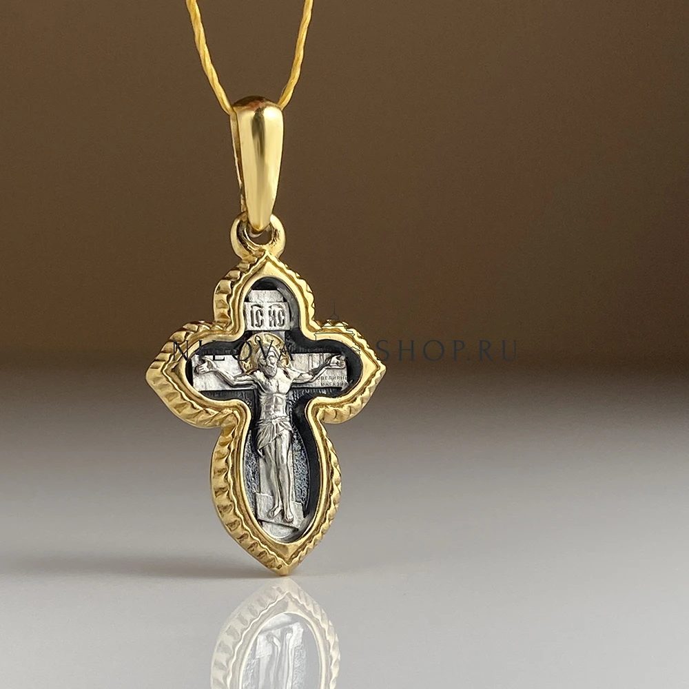 Нательный крест «Ангел Хранитель» серебро/золочение КР038