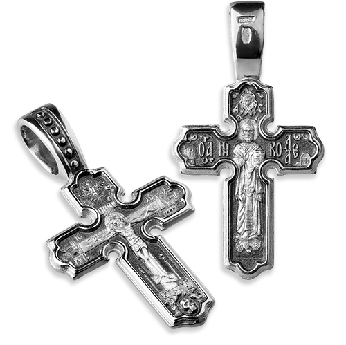 Нательный крест «св. Николай Чудотворец» серебро