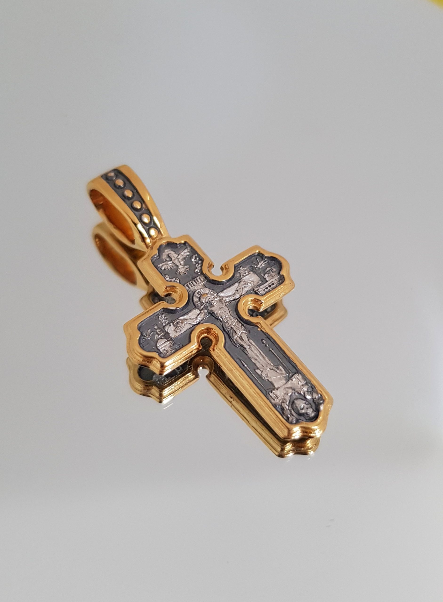 Нательный крест «св. Николай Чудотворец» серебро/золочение