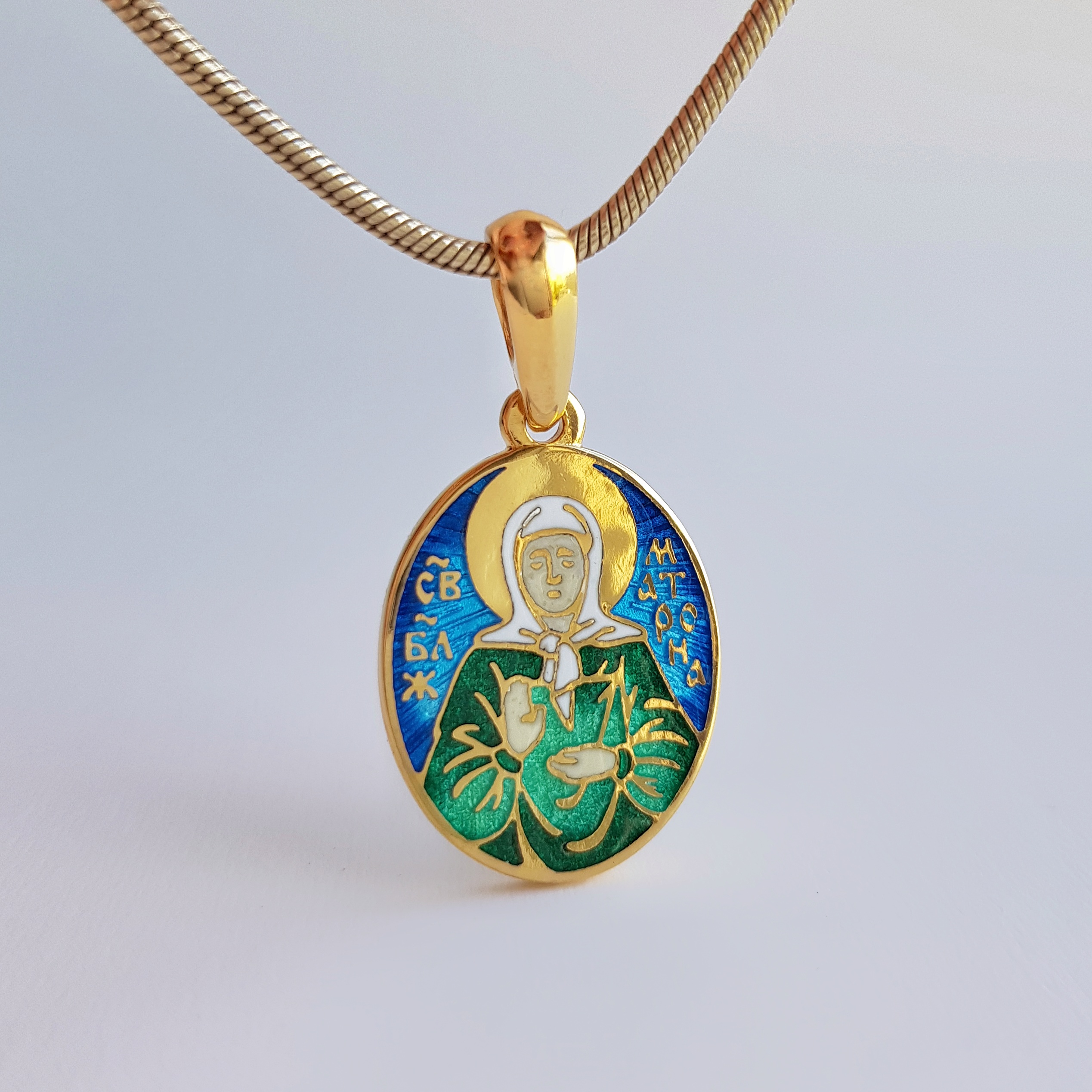 Нательная икона «Матрона Московская. Ангел Хранитель» эмаль