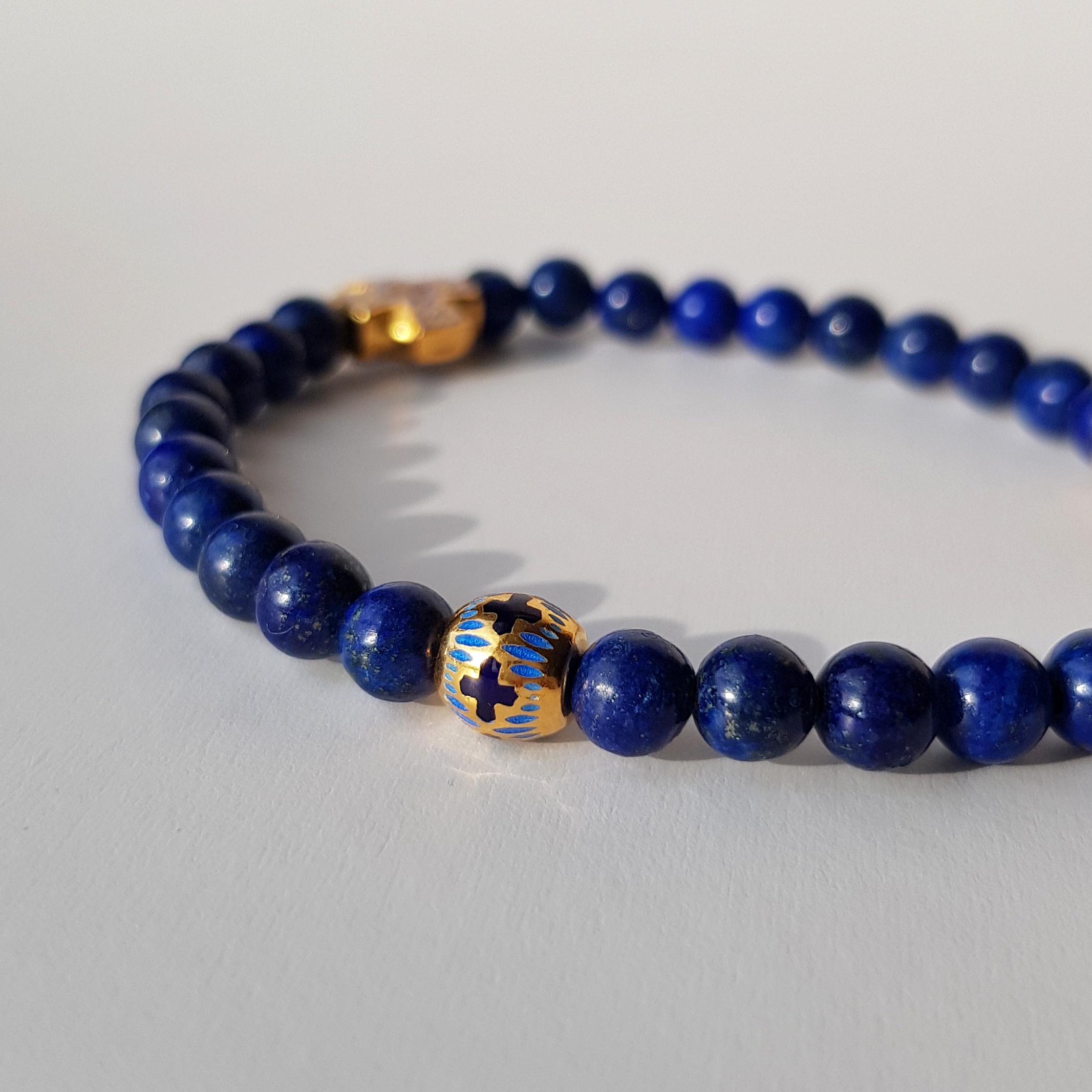 Православный браслет-чётки «Лазурит» с эмалью