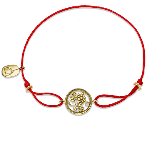 Браслет «Лоза» красная веревочка серебро c позолотой