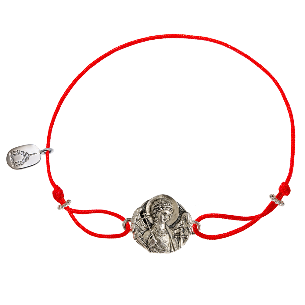 Браслет красная нить «Ангел» серебро