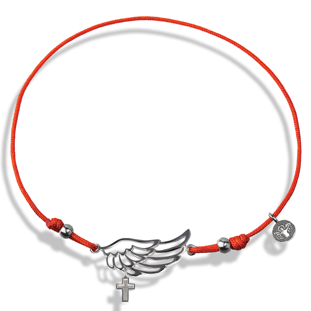 Браслет на нити «Крыло духовное» серебро