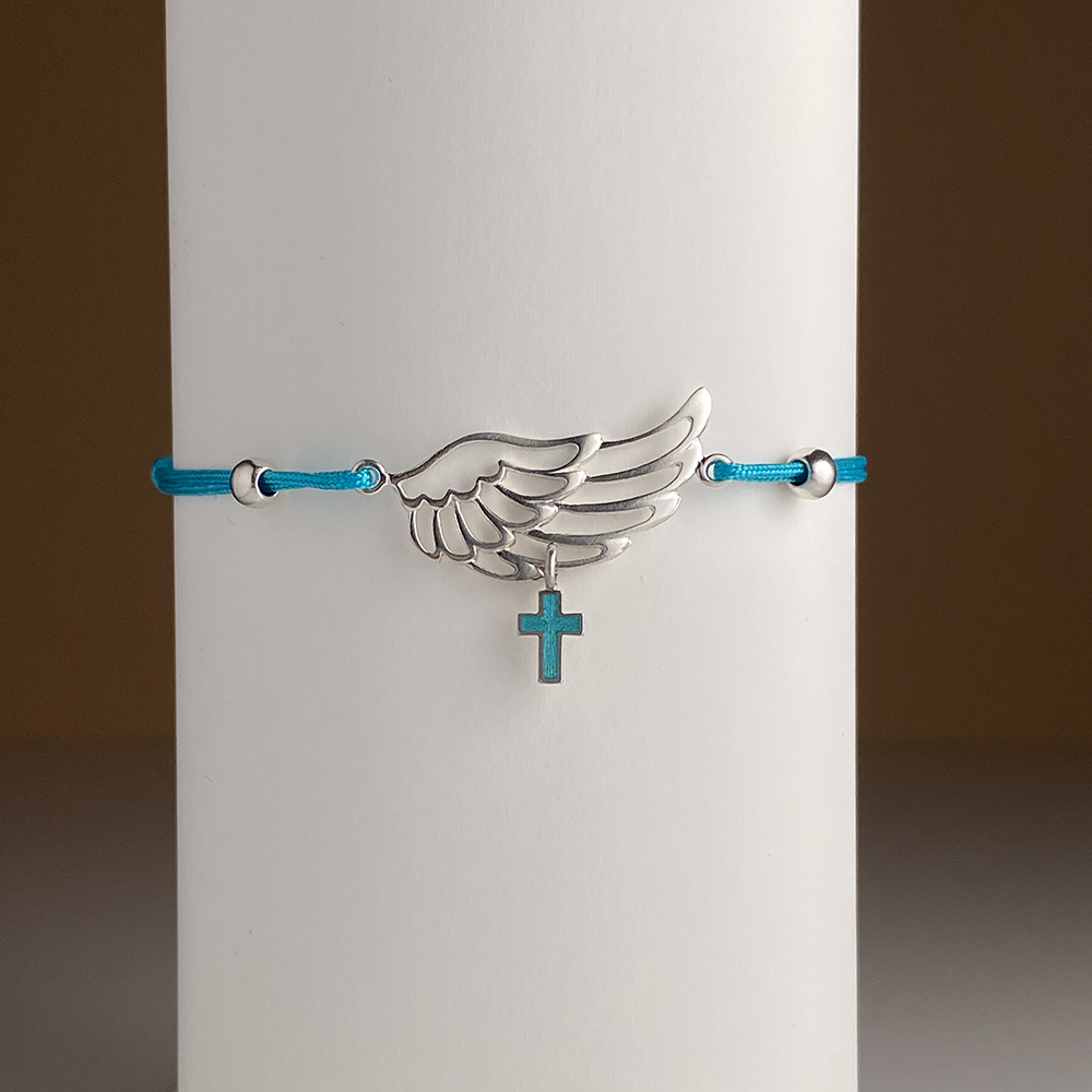 Браслет на нити «Крыло духовное» серебро