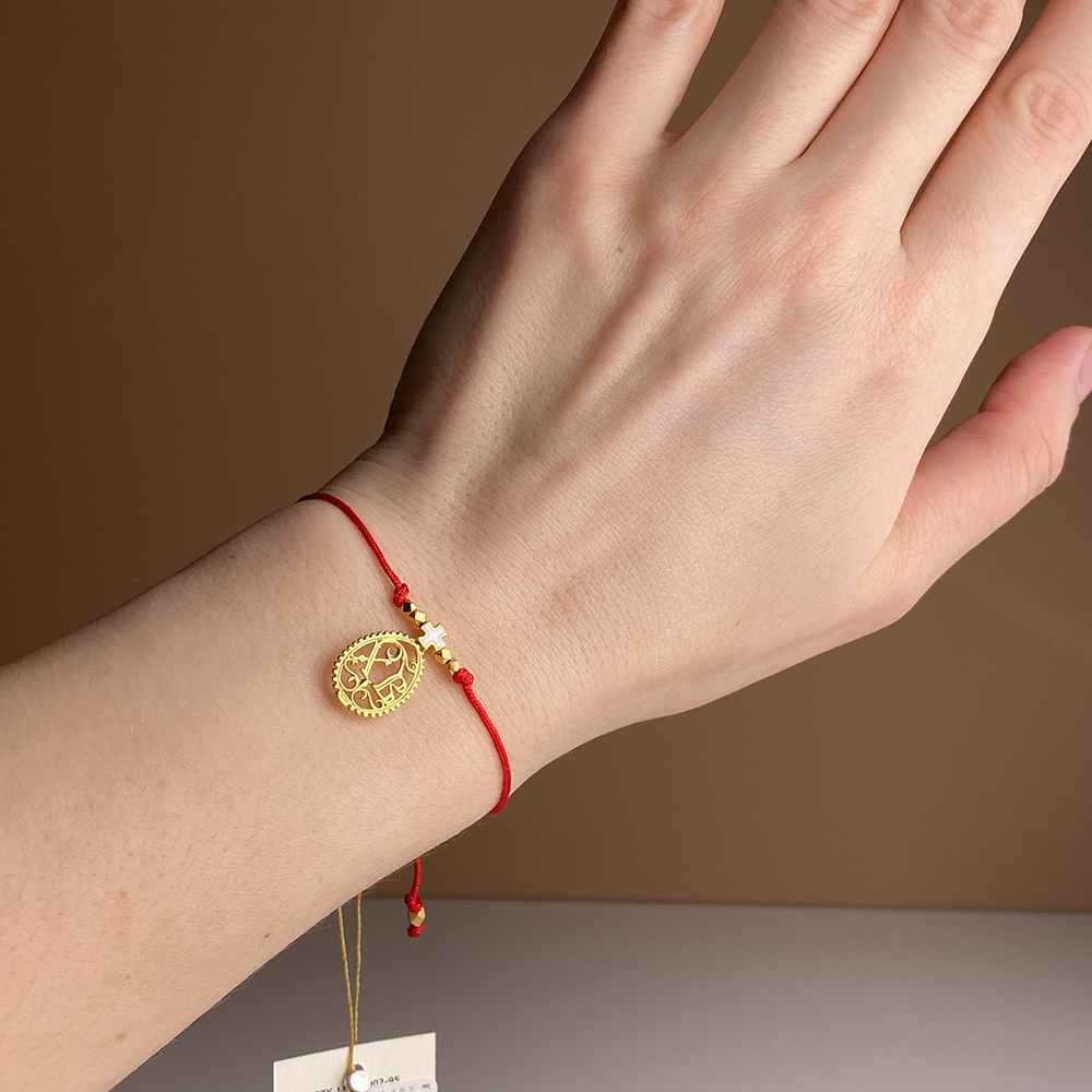 Браслет на нити «Пасхальный» БЯ1 серебро/золочение