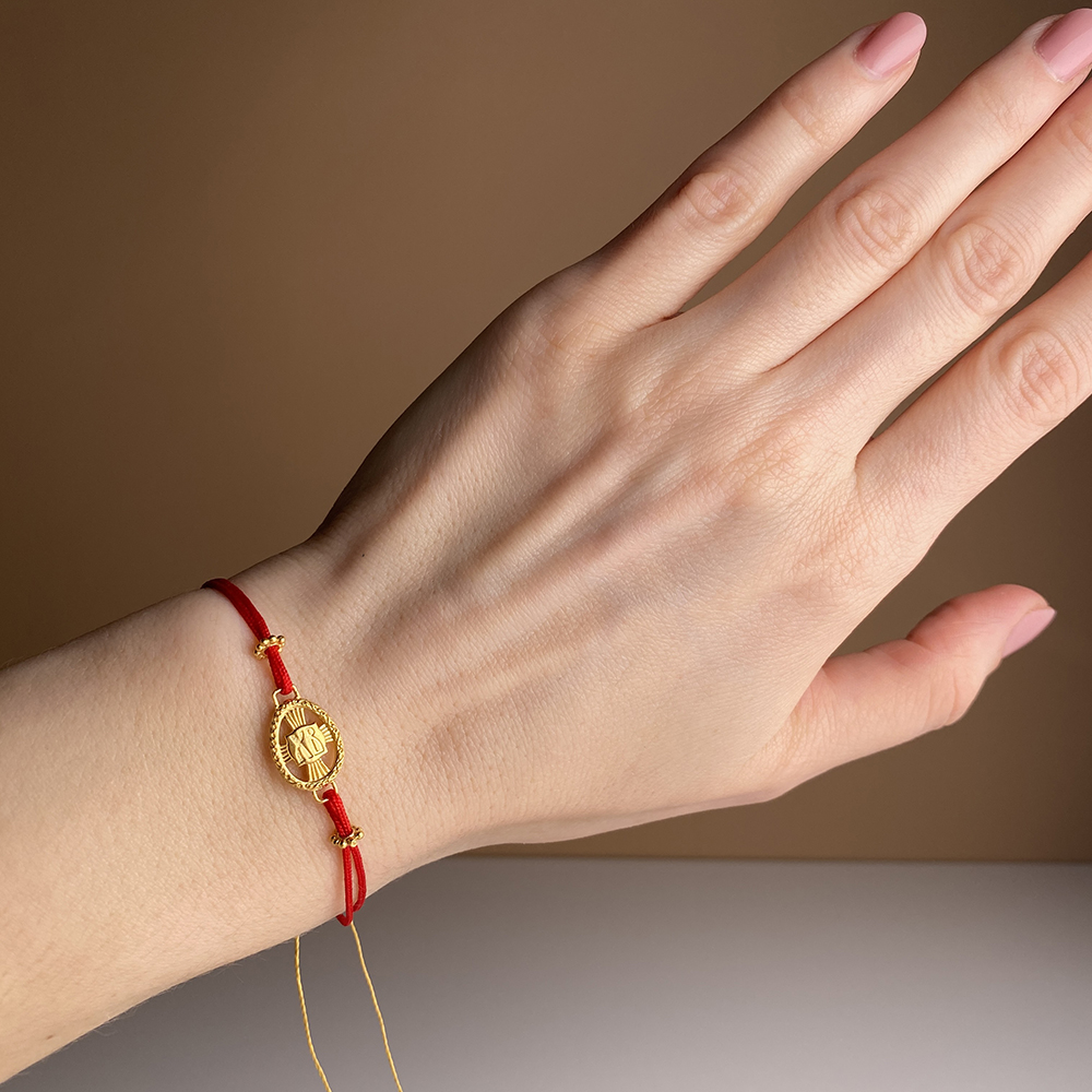 Браслет пасхальный «Христос Воскресе!» серебро/золочение