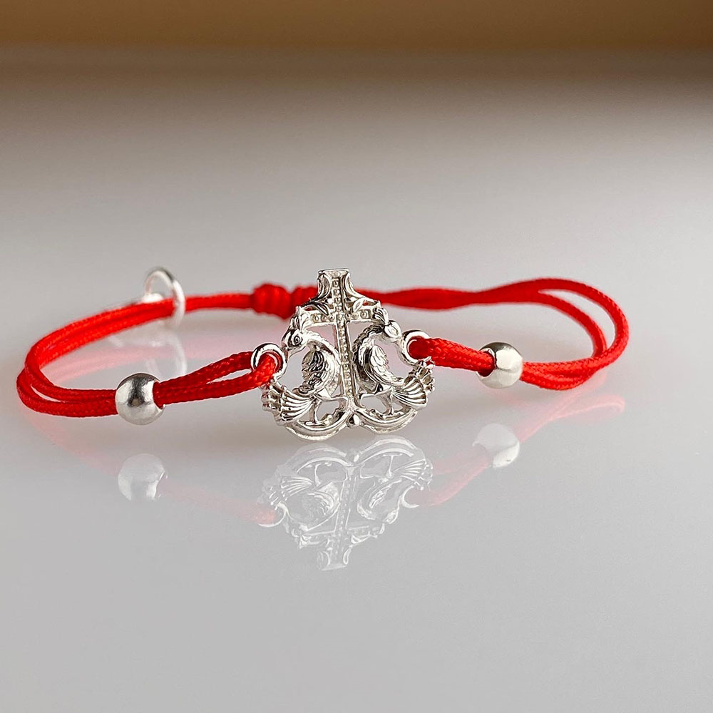 Браслет на нити «Райские птицы» серебро