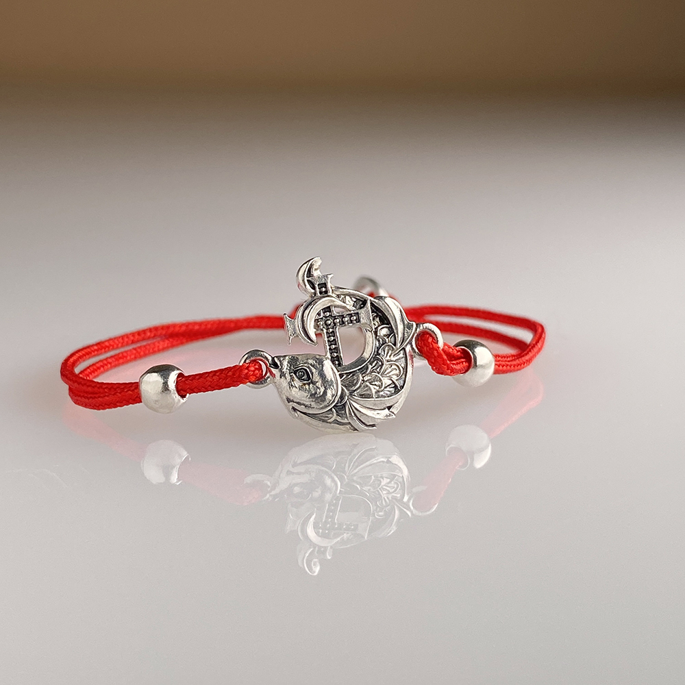 Браслет на нити «Рыбка» серебро