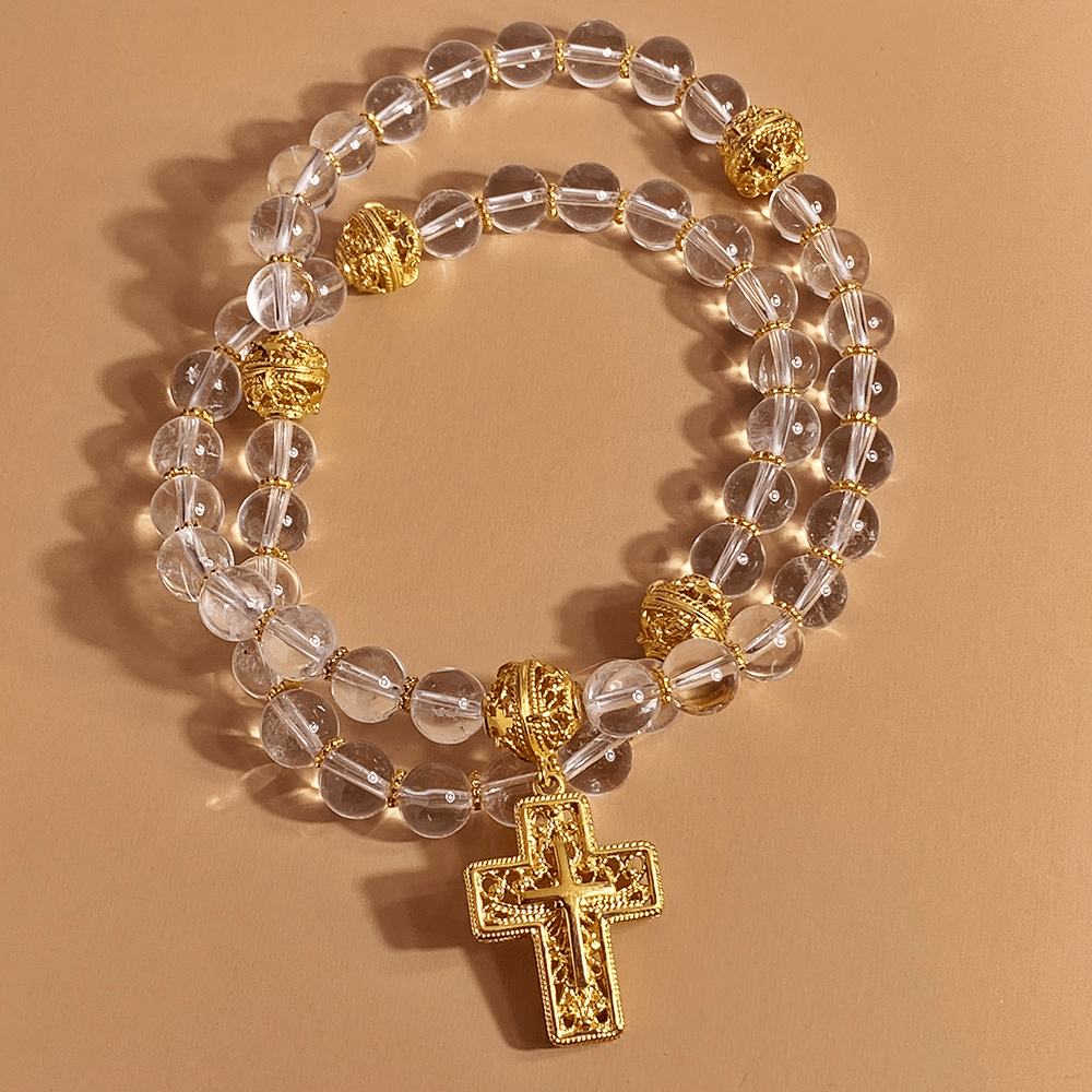 Четки из горного хрусталя с позолотой (50)