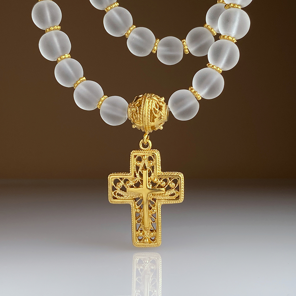 Четки из горного хрусталя матовые с позолотой (50)