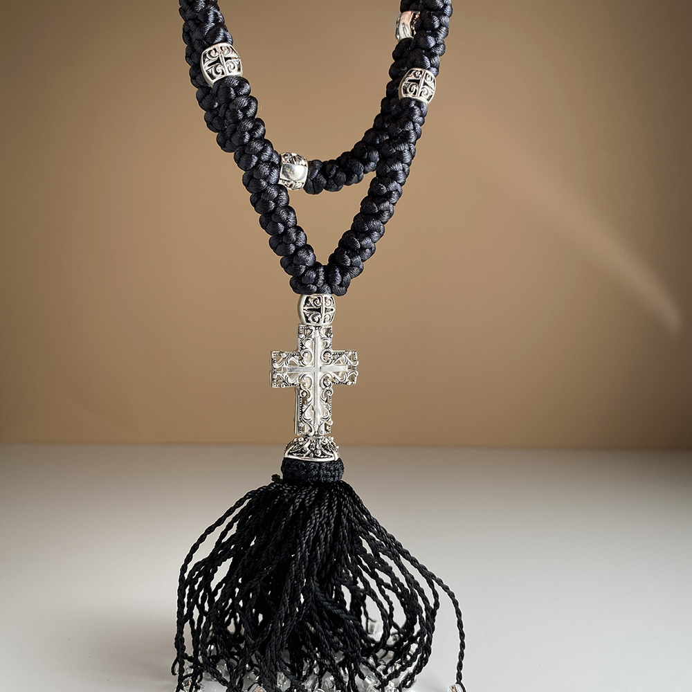 Чётки плетёные с серебряными вставками Ч8 100