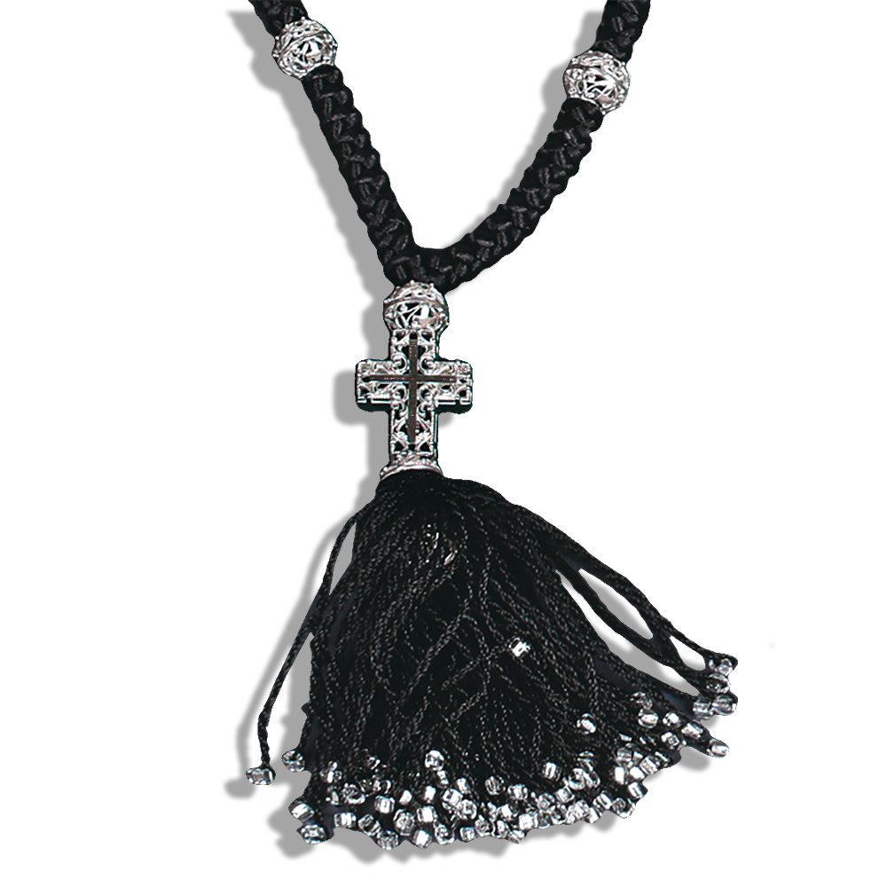 Чётки плетёные с серебряными вставками филигрань Ч9 100