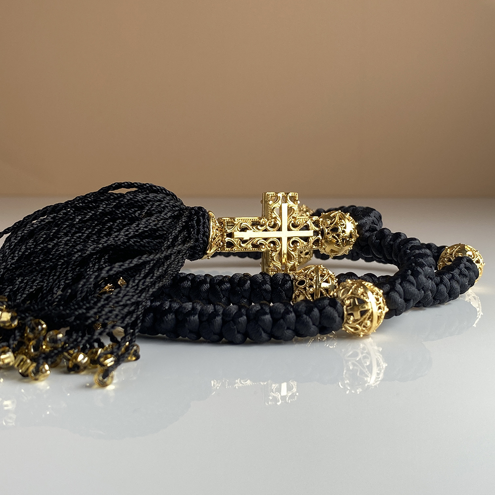 Чётки плетёные с серебряными вставками филигрань Ч9сз 100