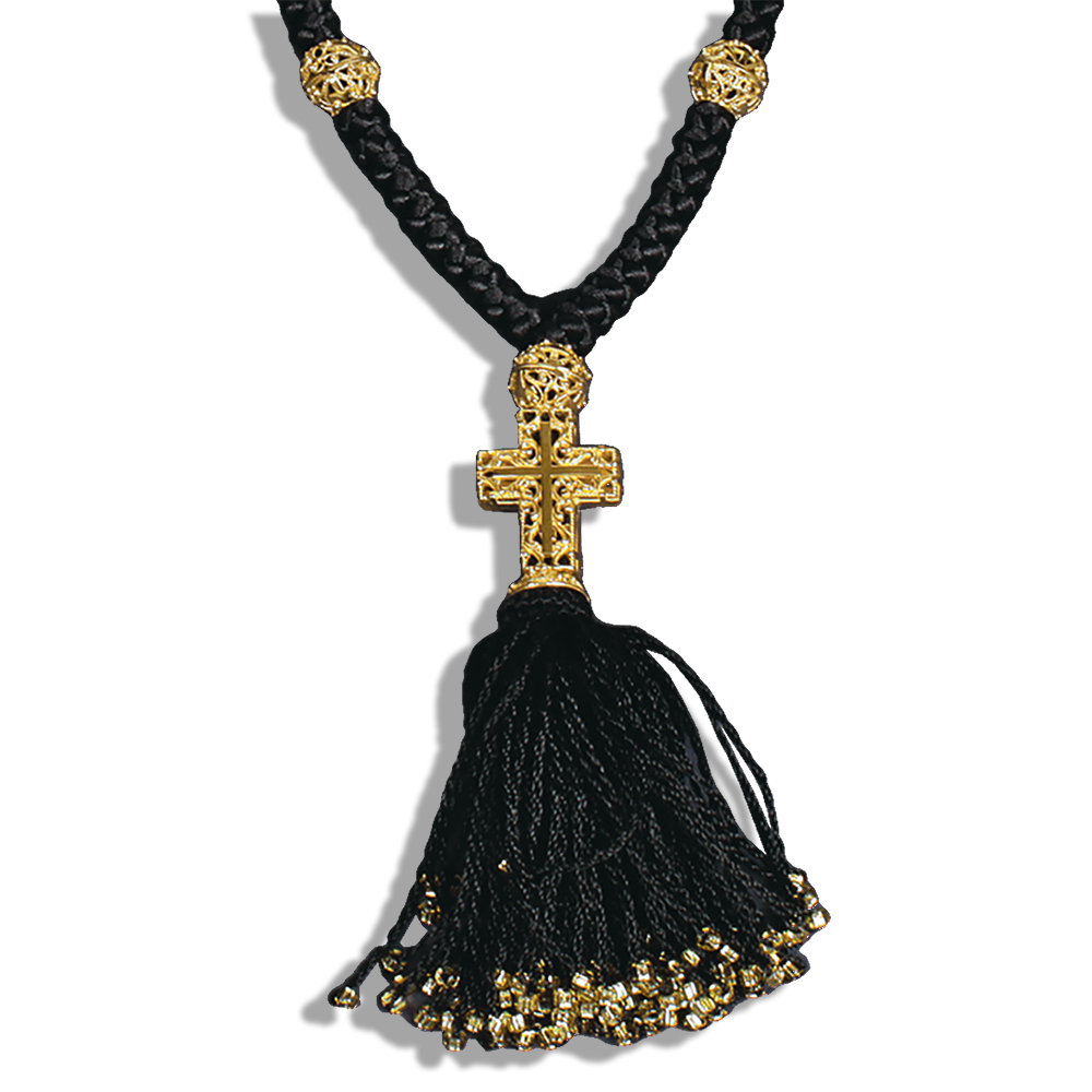 Чётки плетёные с серебряными вставками филигрань Ч9сз 100