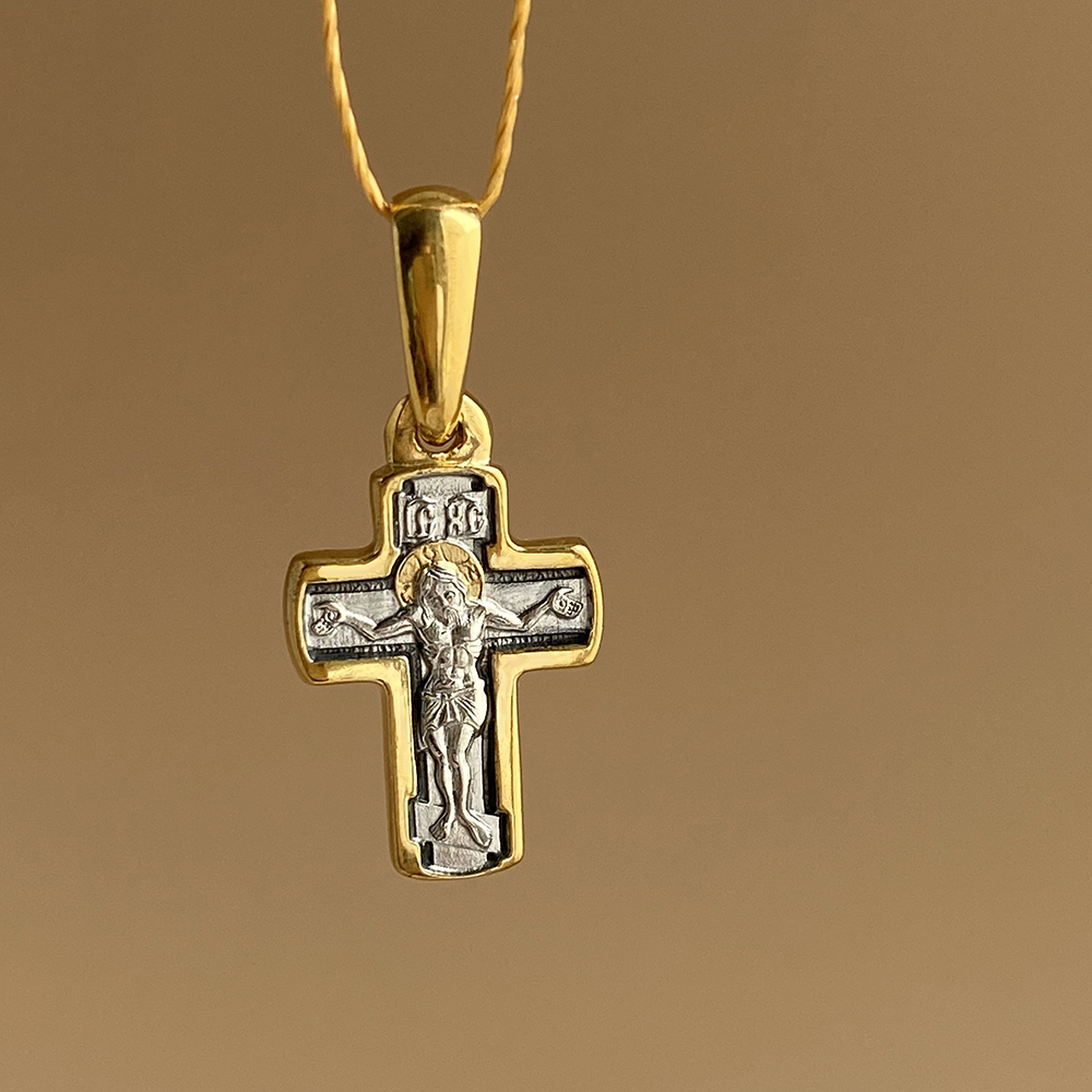 Детский крестик «Ангел хранитель» серебро/золочение