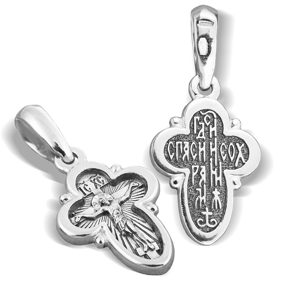 Детский крестик «Господь в сиянии» серебро