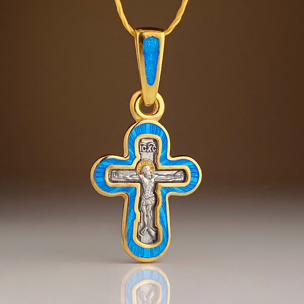 Детский крестик «КРЭ27»сз оттенки синего