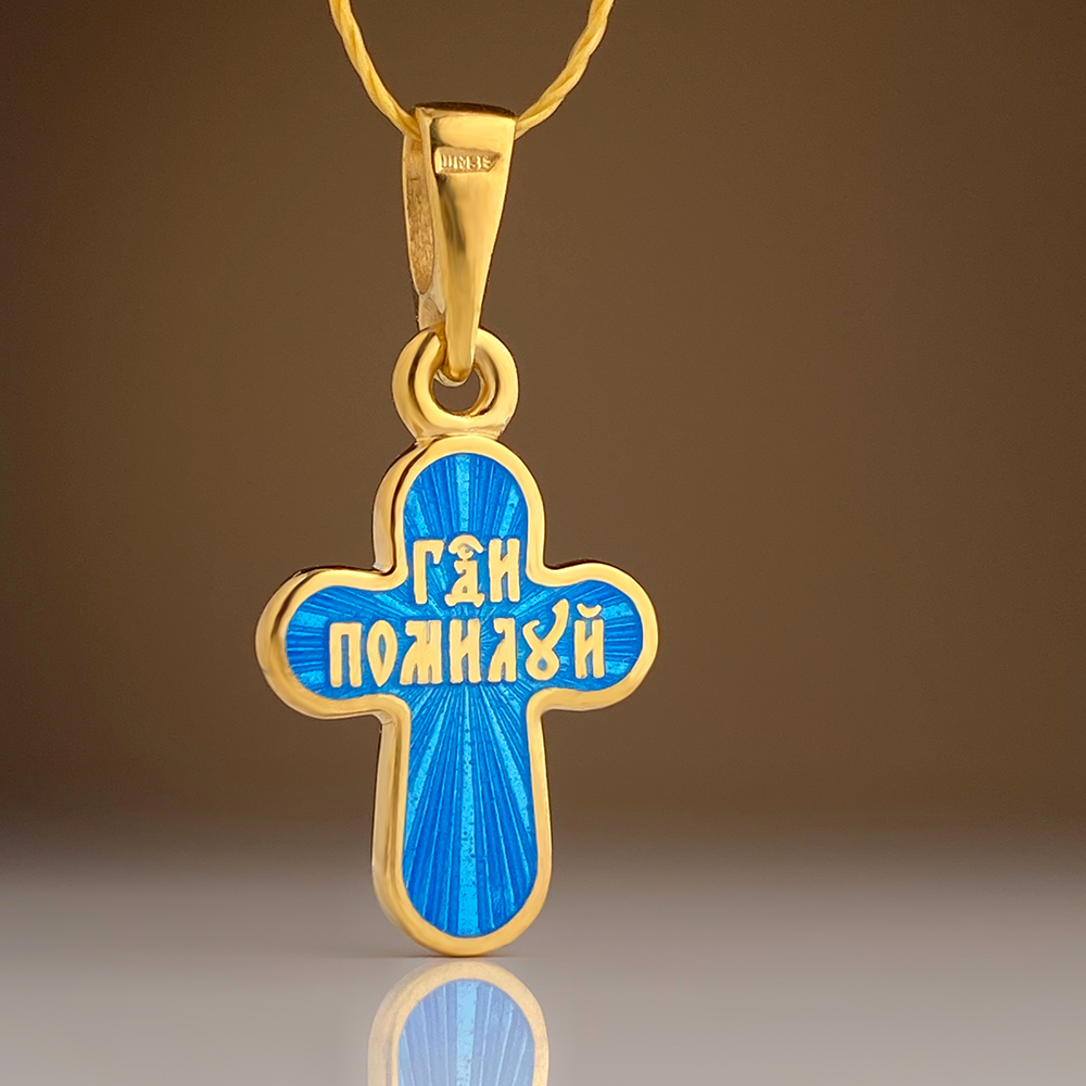 Детский крестик «КРЭ27»сз оттенки синего