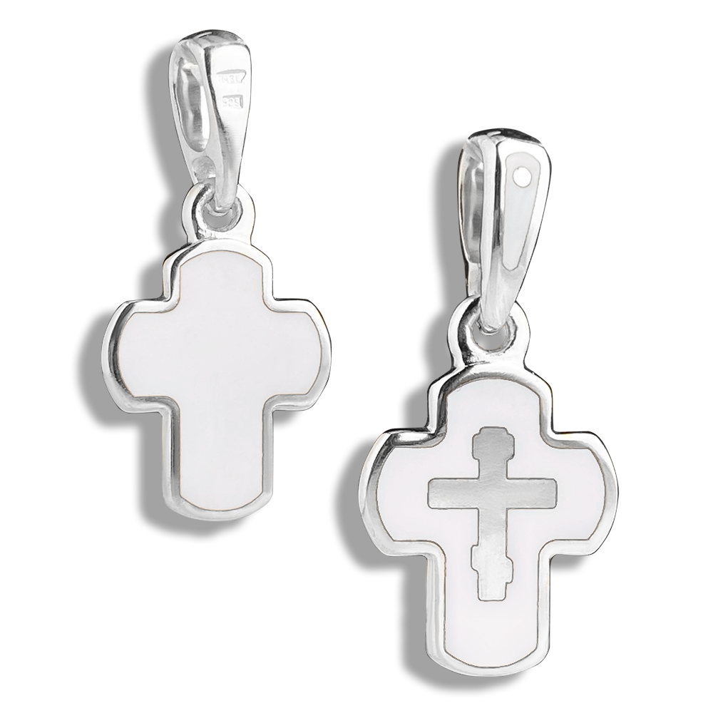 Детский крестик без распятия «КЭ12р» белый