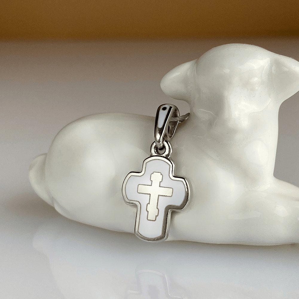 Детский крестик без распятия «КЭ12р» белый