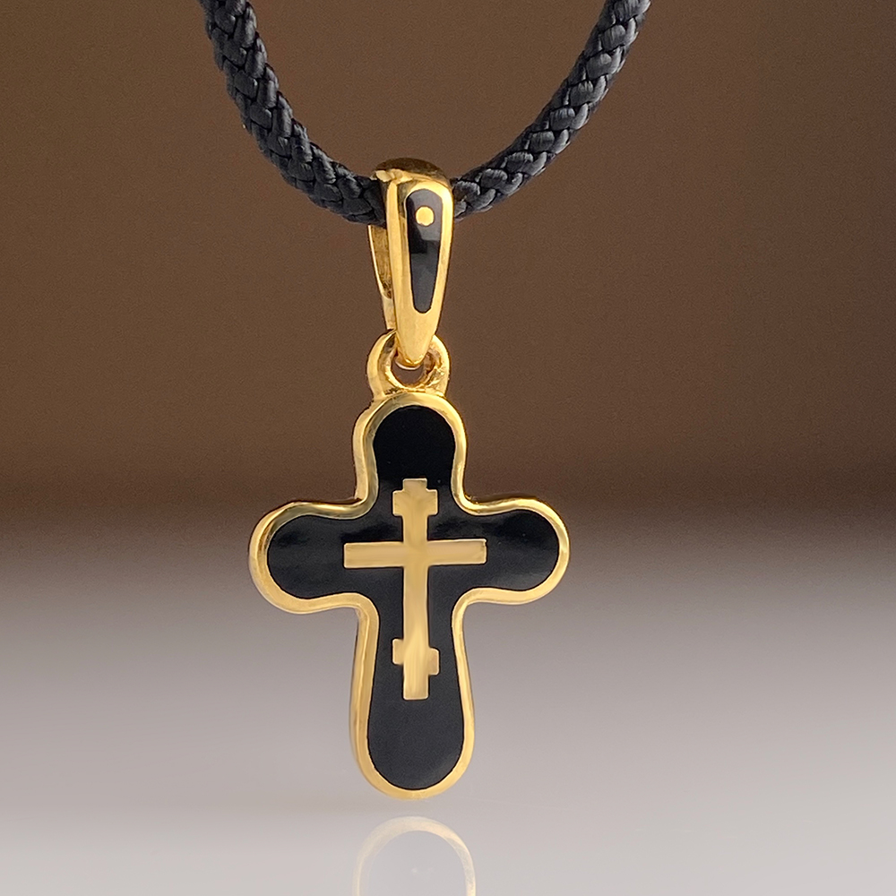 Детский крестик черный с горячей эмалью «КРЭ13»