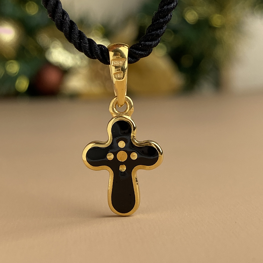 Детский крестик черный с горячей эмалью «КРЭ13»