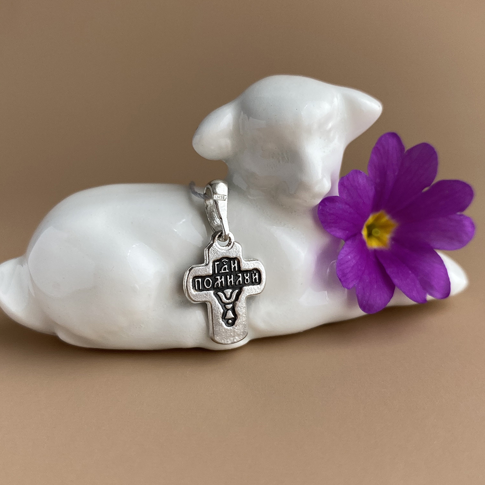 Детский крестик для крещения младенцев «К056» серебро