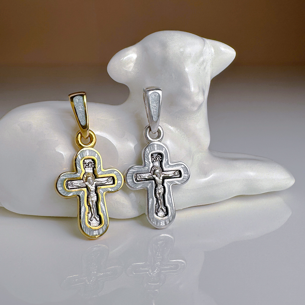 Детский крестик «КРЭ27»сз благородный серый