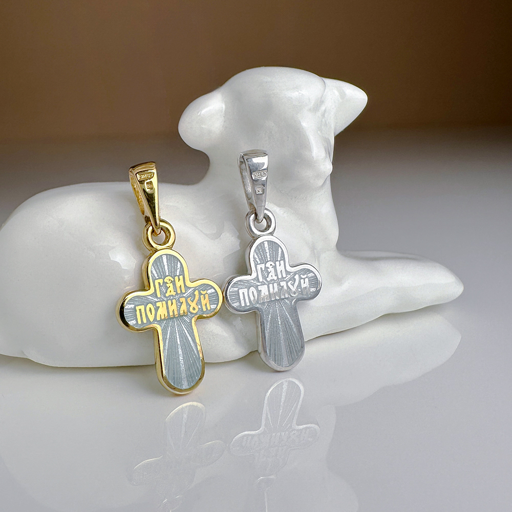 Детский крестик «КРЭ27»сз благородный серый