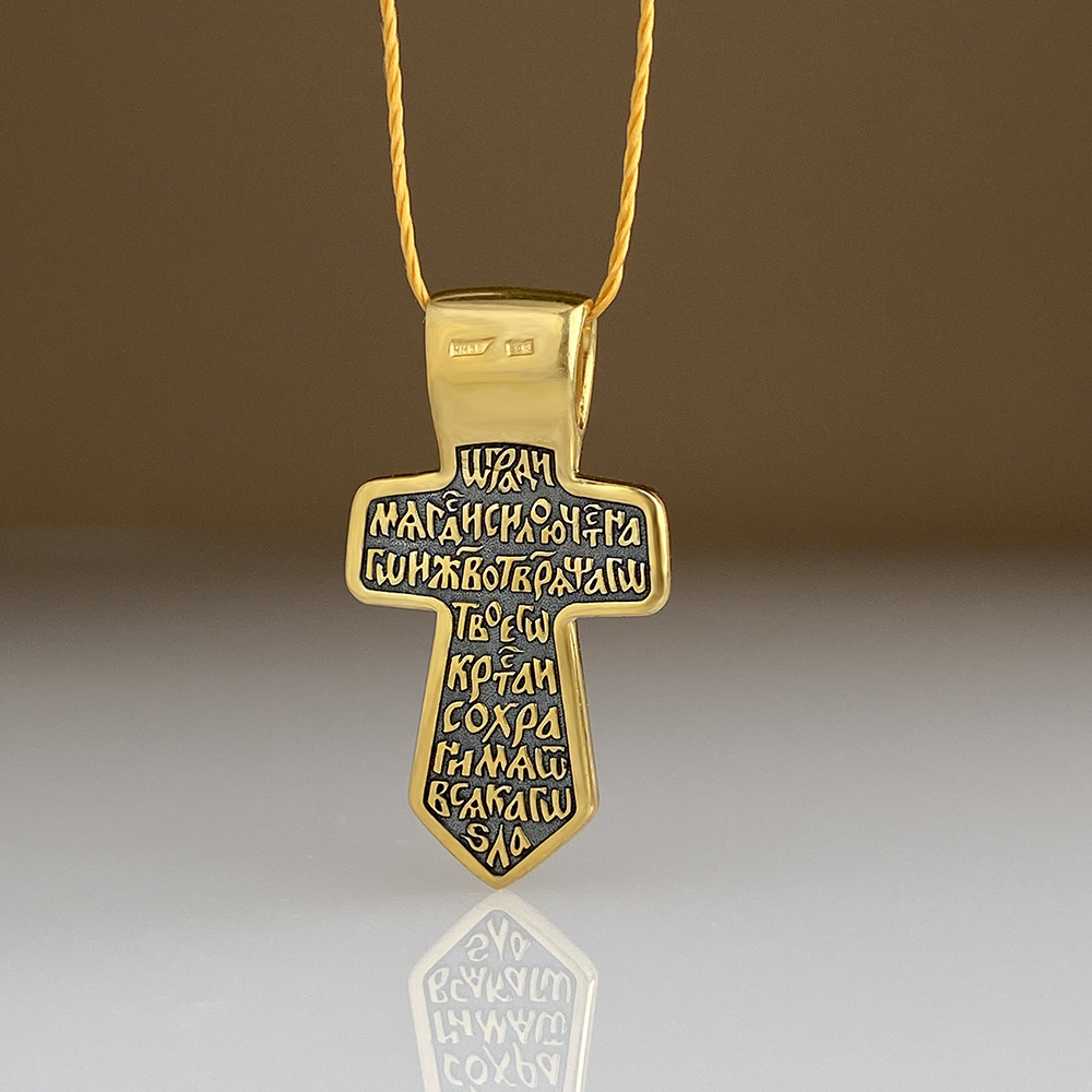Нательный крестик без распятия старообрядческий «Муромский» КР18 серебро/золочение