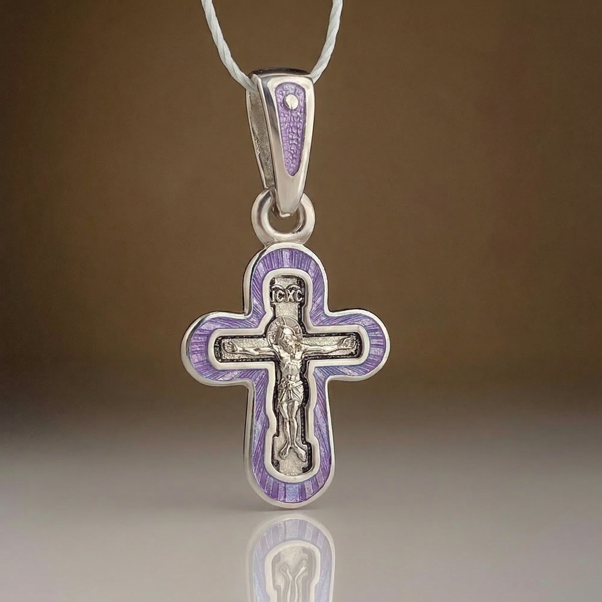 Детский крестик «КРЭ27»ср нежно-сиреневый