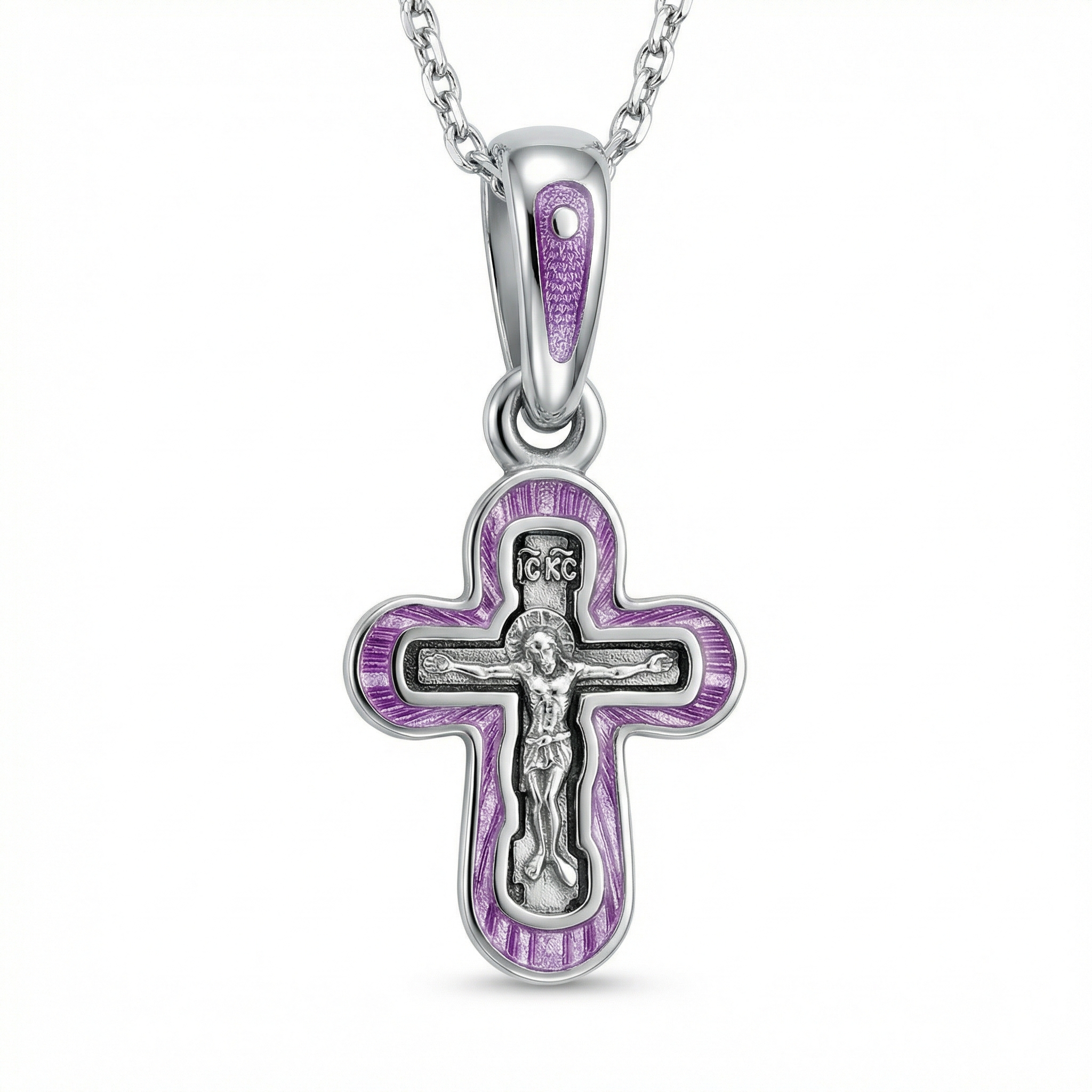 Детский крестик «КРЭ27»ср нежно-сиреневый