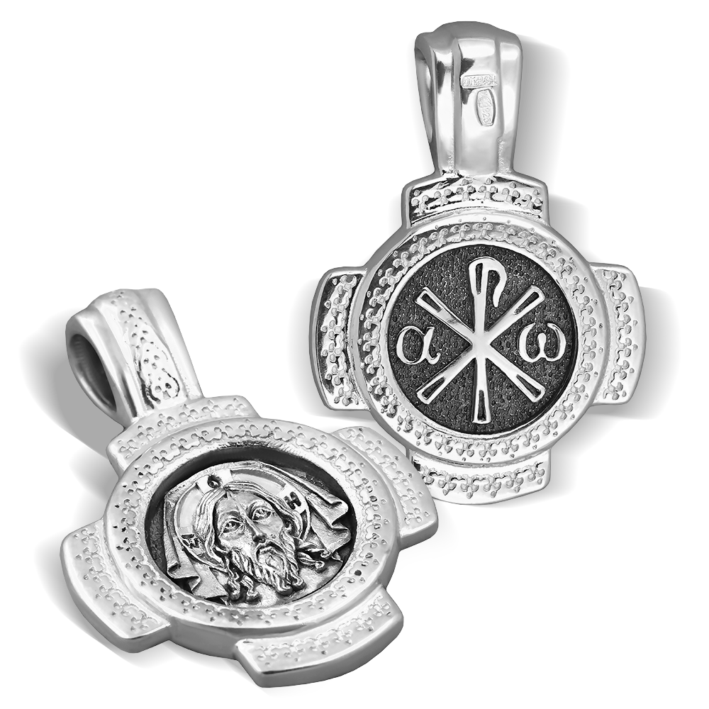 Нательная икона «Спас Нерукотворный. Хризма» ПД02 серебро